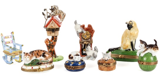 Eight Limoges Porcelain Trinket Boxes