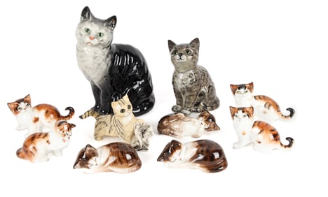 Ten English Porcelain Cat Figurines