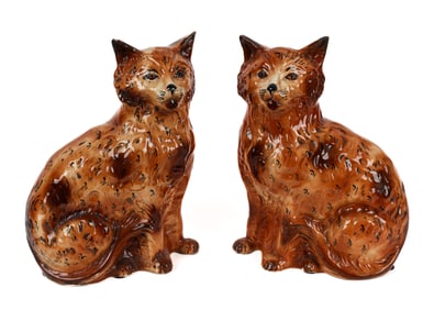 Pair of Large Staffordshire Orange Cats