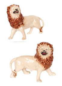 Pair of Victorian Staffordshire Standing Lions