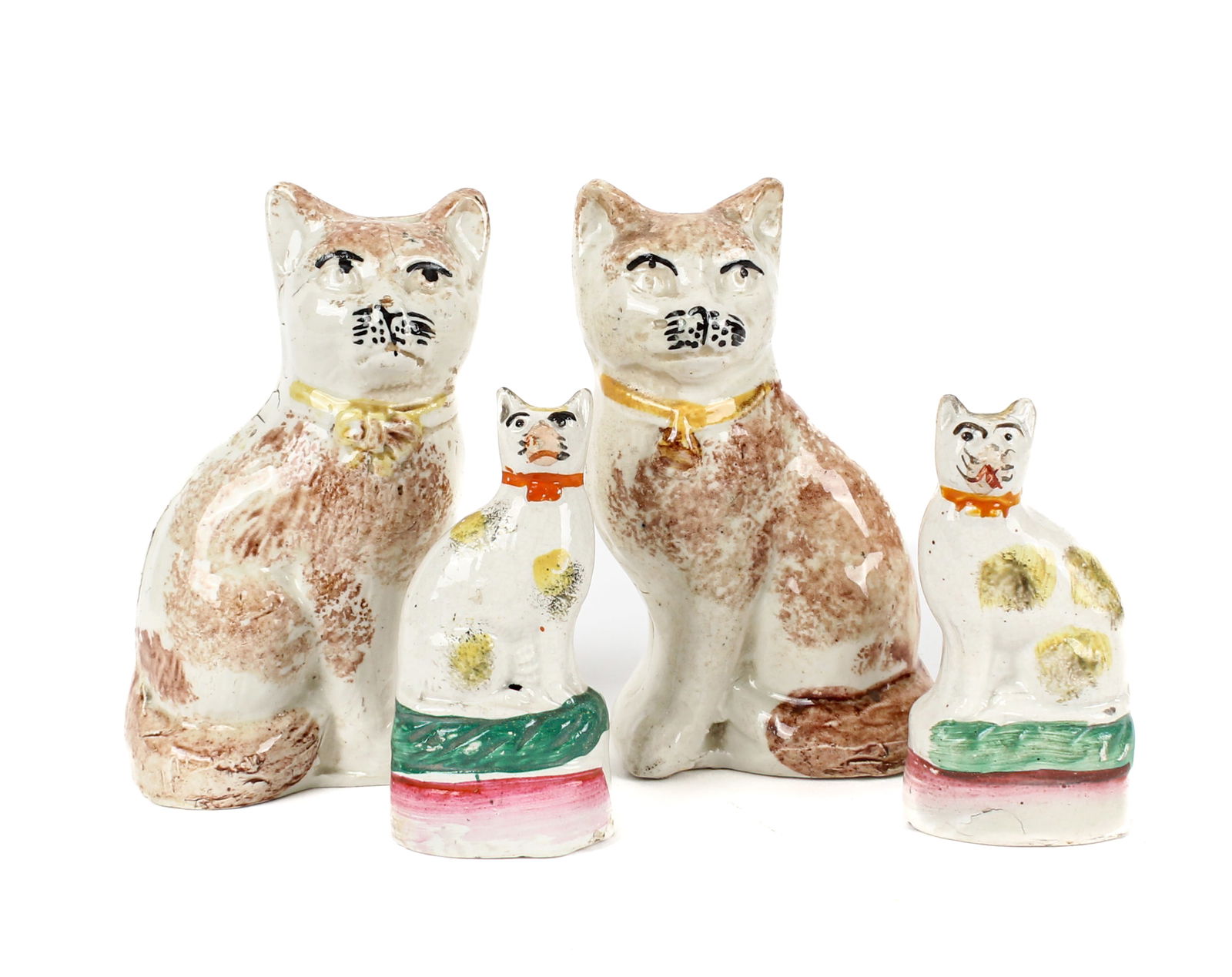 Four Antique Staffordshire Cat Figures (1 of 6)