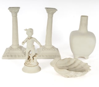 Five Boehm Bisque Fired White Decorative Porcelain Items