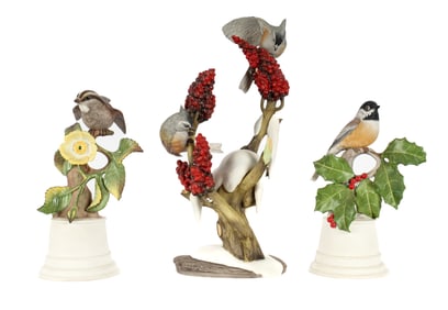 Three Boehm Bisque Fired Bird Porcelain Figurines
