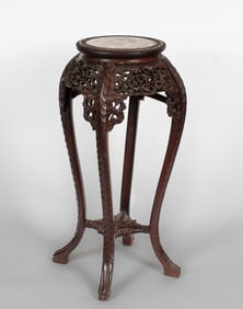 Large Antique Chinese Hardwood and Marble Top Stand