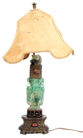 Antique Chinese Carved Fluorite Lamp