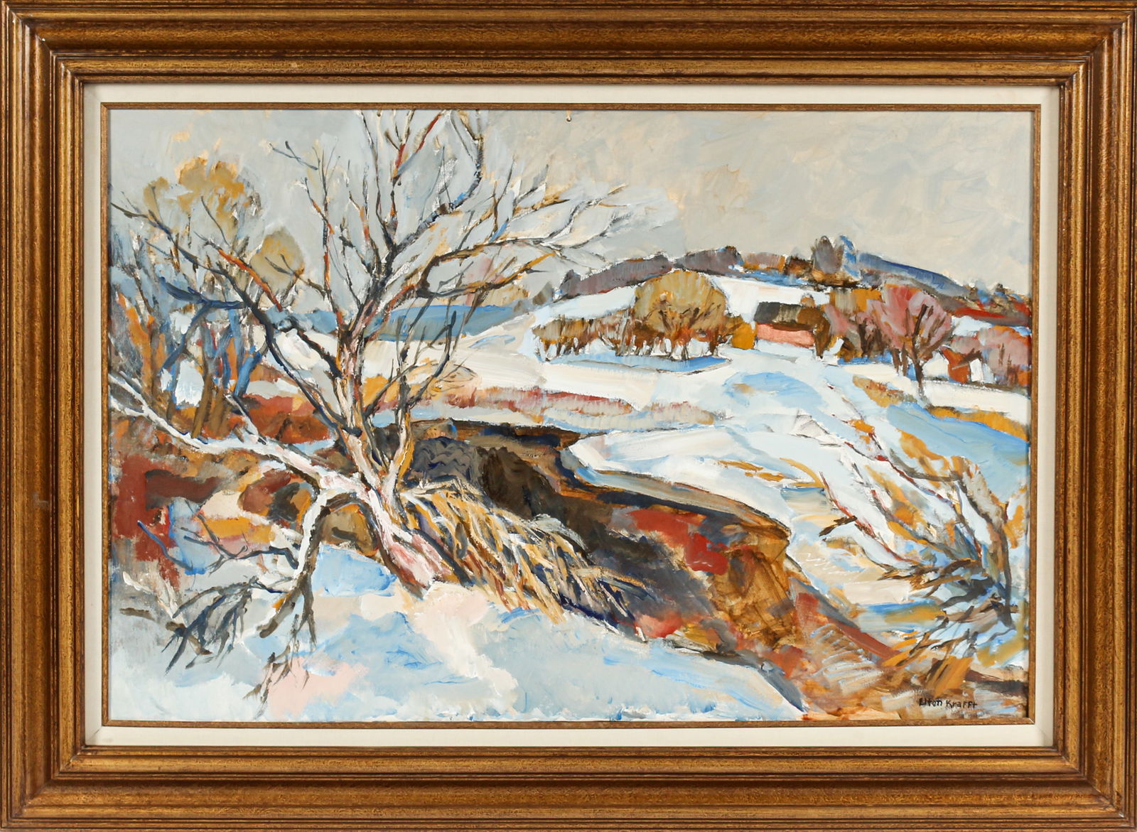 Elton Krafft (American, 1914-2001) Winter Landscape Oil Painting (1 of 5)