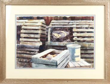 Don Dennis (American, 1923-2005) Fishing Still Life Watercolor