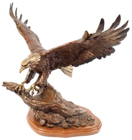 Sandy Scott (American, b. 1943) Spreadwing Bald Eagle Bronze Sculpture