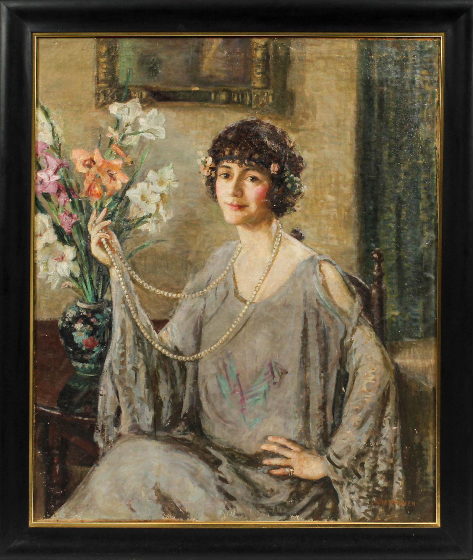 Greta Allen (American, 1881-1963) Art Deco Portrait of a Lady, Painting (1 of 8)