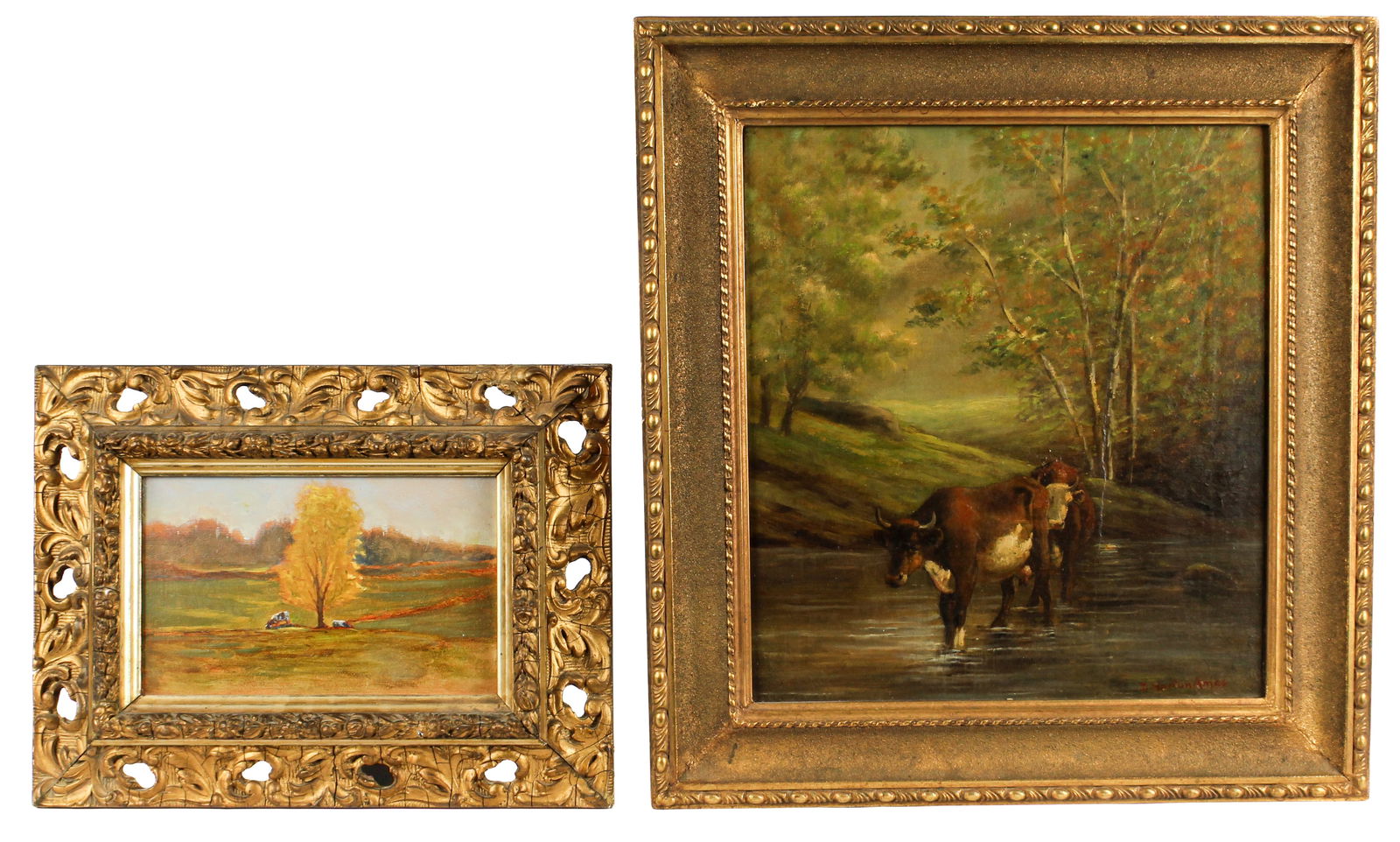 American School, Two Landscape Paintings with Cows (1 of 10)