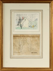 Henry James Soulen (American, 1888-1965) Winter Walk, Etching and Pencil Sketch on Paper