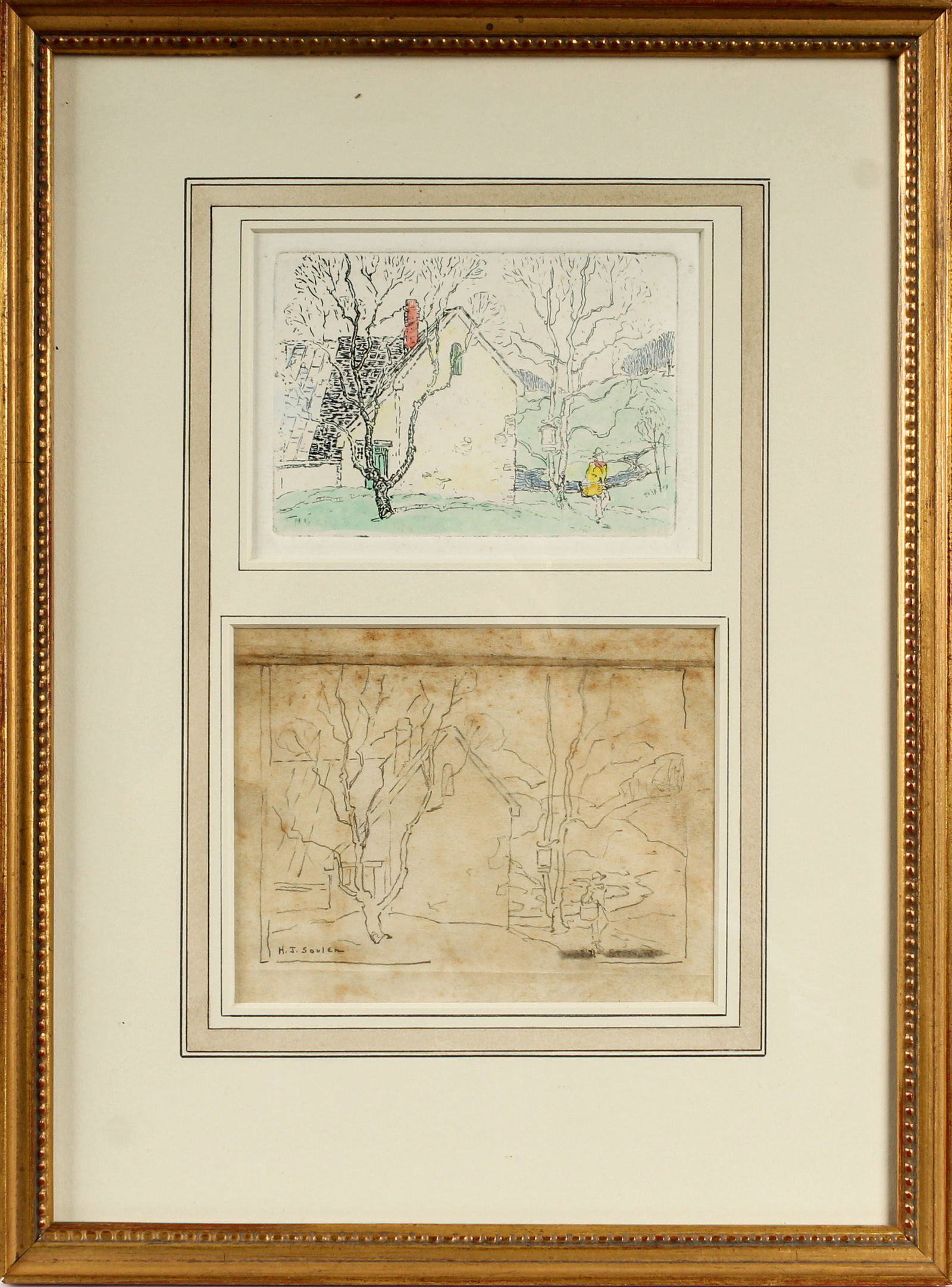 Henry James Soulen (American, 1888-1965) Winter Walk, Etching and Pencil Sketch on Paper (1 of 6)