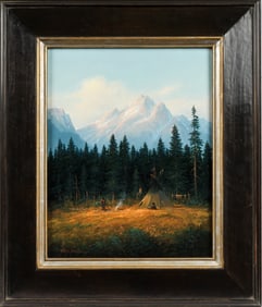 Gene Speck (American, B. 1936) Camp in the Rockies, Painting
