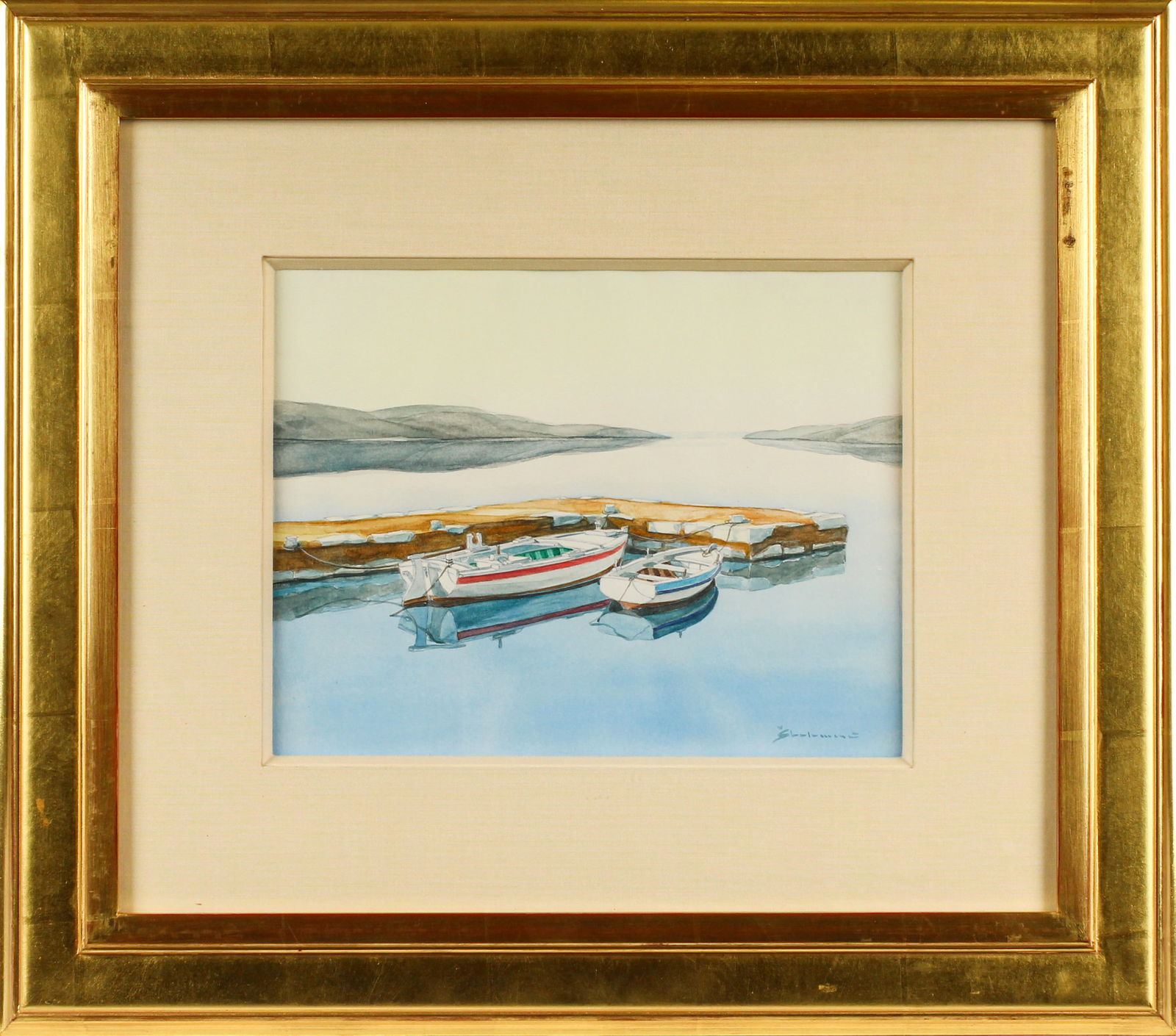 Rinaldo Skalamera (Croatian, B. 1954) Summer Mooring, Watercolor (1 of 5)