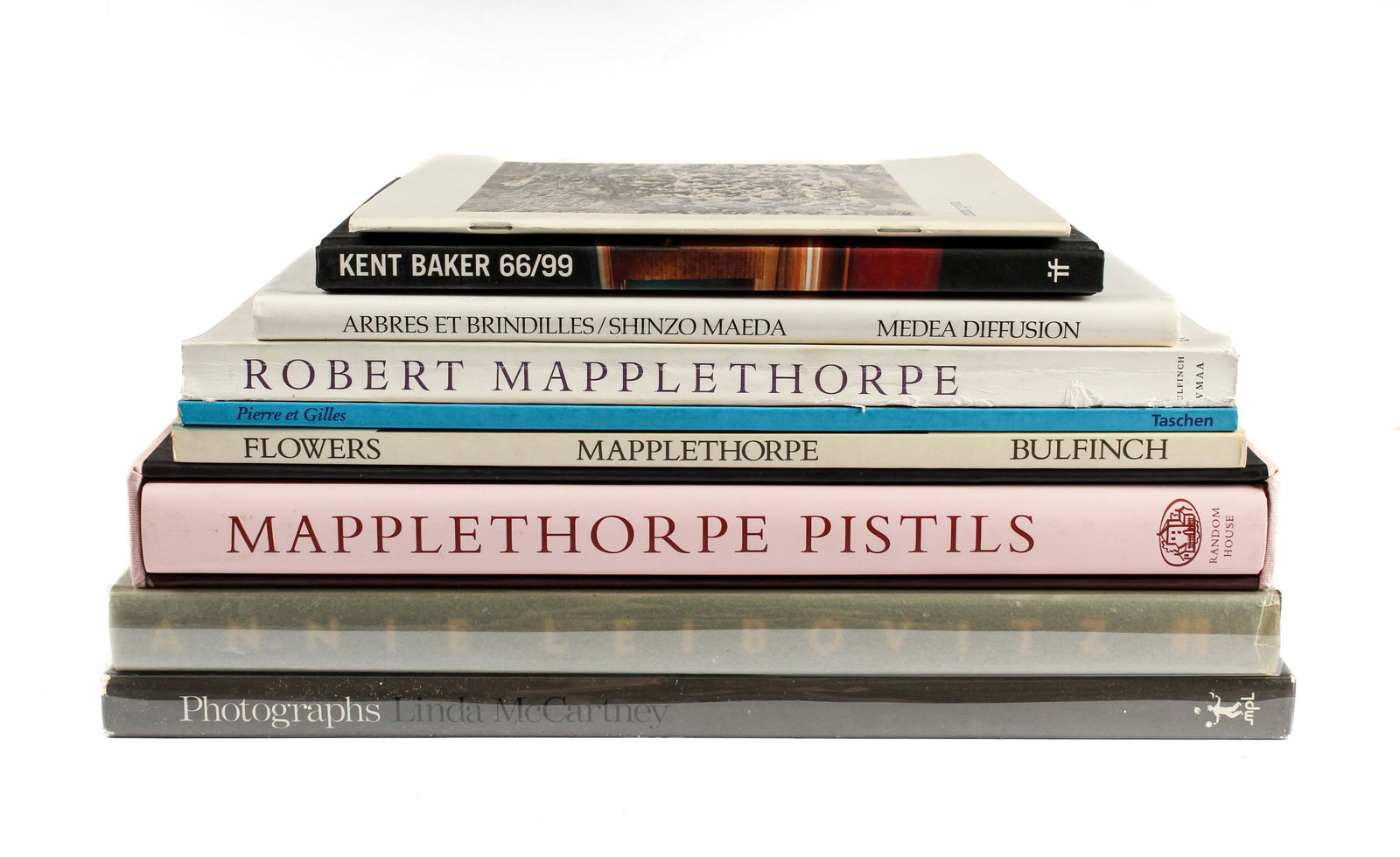 Nine Late 20th Century Monographs and Catalogs on Photography: Description: Nine monographs, exhibition catalogs and photography books on late 20th century photographers, including Annie Leibovitz, Robert Mapplethorpe and Linda McCartney. Titles include: Photogra