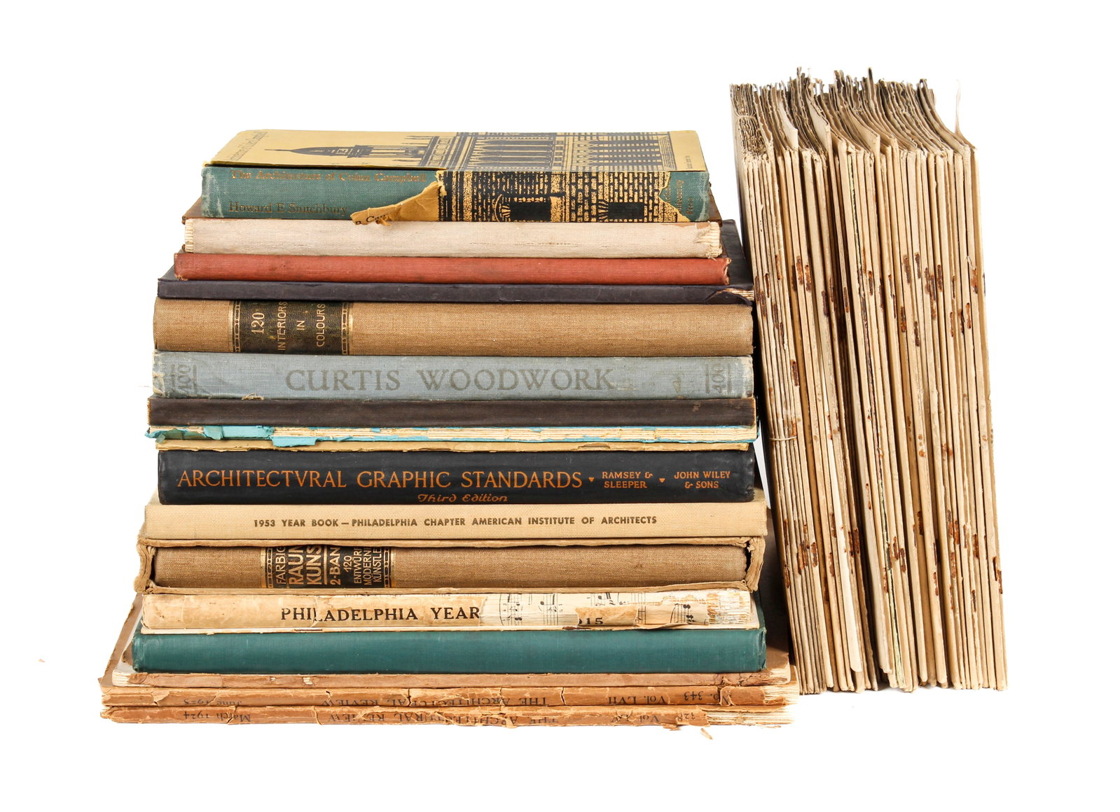 Fifty-Five Early 20th Century Architecture Books, Monographs, & Publications: Description: Fifty-five early 20th century publications, monographs, and books on architecture, focused mainly on American architecture (colonial to beaux-arts) with other topics including British Geo