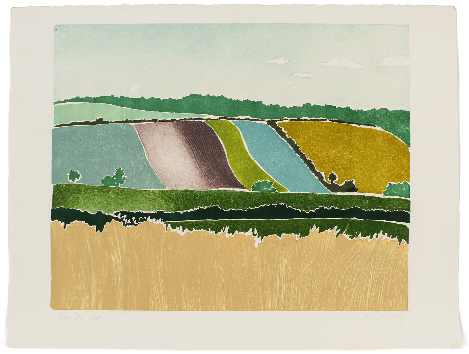 Barbara Newcomb (British, 1936-2020) Fine Day, Signed Color Etching (1 of 4)