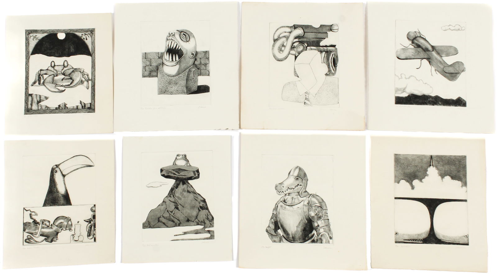 Eight Tom Palmore (American, B. 1945) Surreal Etchings (1 of 6)