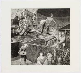 David Becker (American, B. 1937) Right Turn, Signed Etching