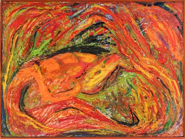 June Groff (American, 1903-1973) Untitled Abstract, Oil on Board