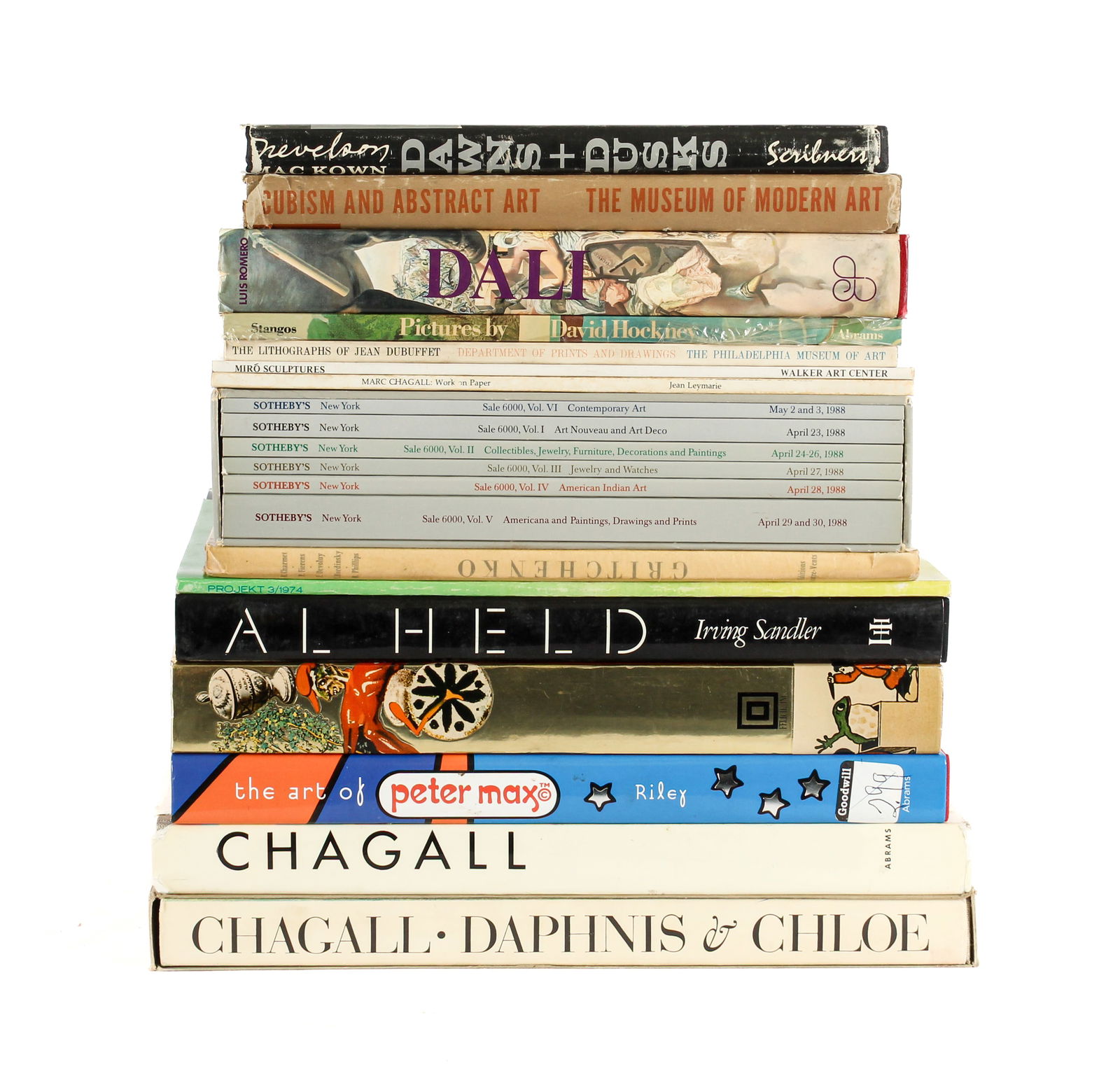 Fifteen Modern and Contemporary Art Monographs and Books: Description: Fifteen modern and contemporary art monographs, books, and exhibition catalogs. Includes the Sotheby's Andy Warhol collection catalogs, works on Miro, Chagall, Dali, Peter Max, and Hockne