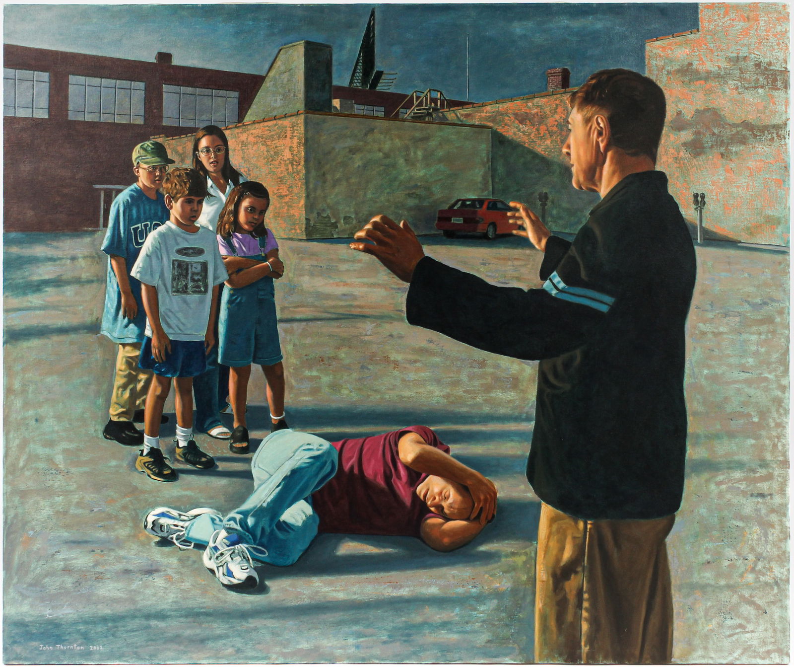 John Thornton (American, B. 1952) Sermon, Oil on Canvas Painting (1 of 3)