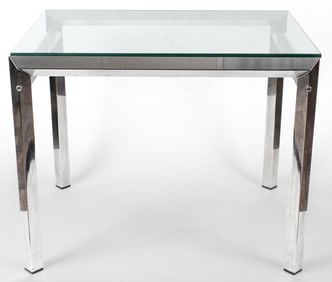 Vintage Mid-Century Italian Chrome and Glass Top Table