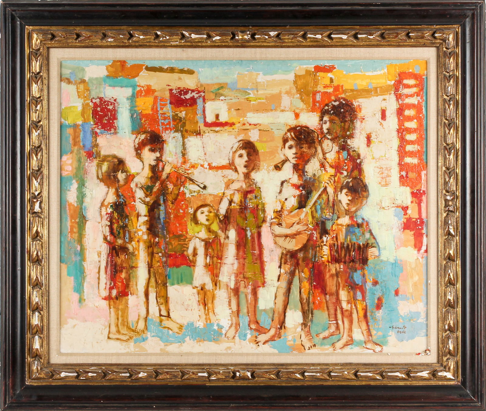 Rene Genis (French, 1922-2004) Children Playing Instruments Painting (1 of 11)