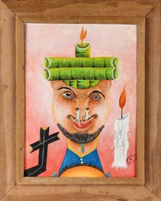 Dr. Francois Bellande (Haitian, b. 1966) Portrait with Candles and Cross
