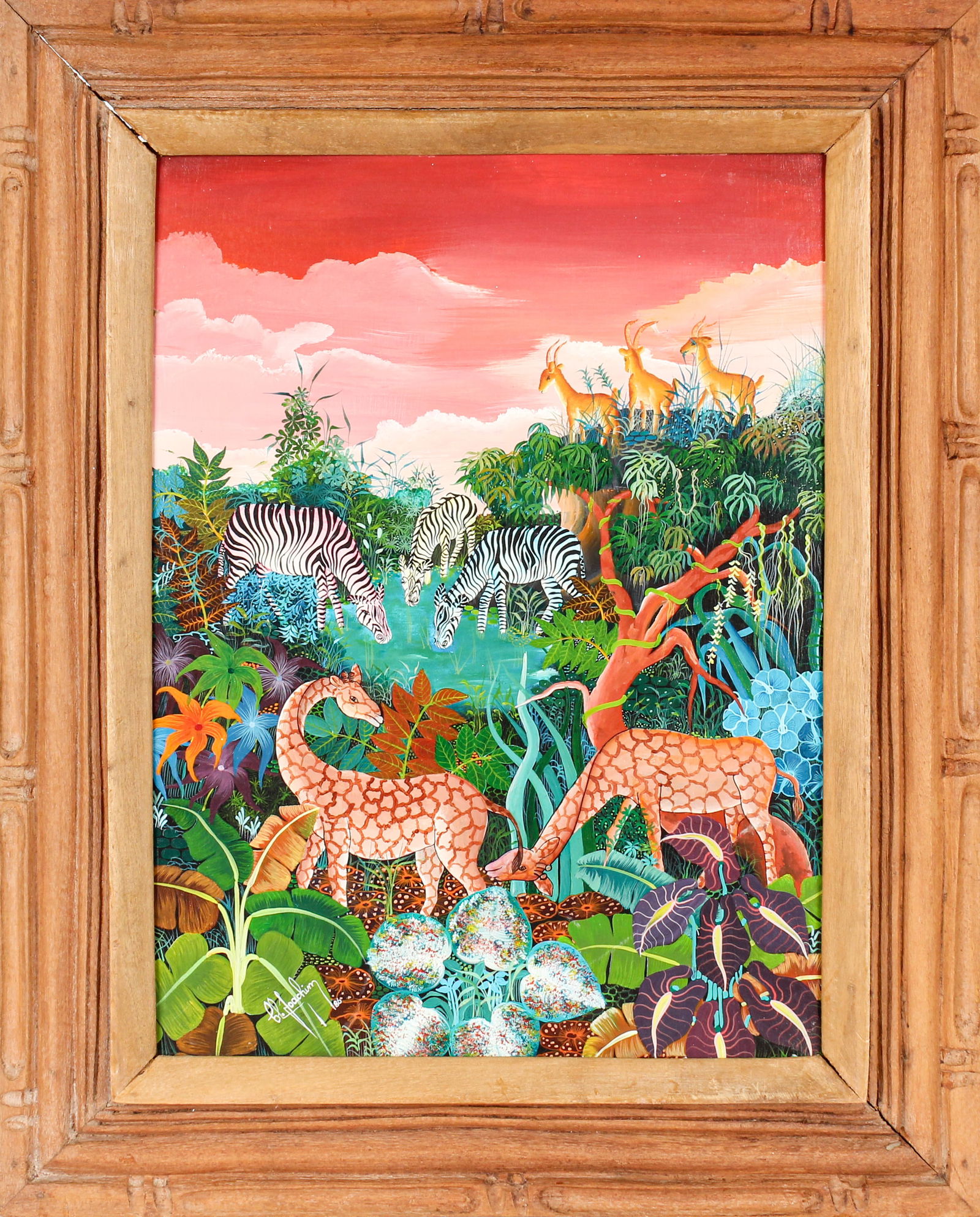 Guy Joachim (Haitian, b. 1955) Jungle Scene Painting (1 of 5)