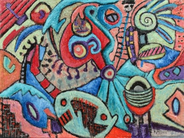 Florence Putterman (American, 1927-2021) Intermingling Concepts, Sand and Acrylic on Canvas Painting