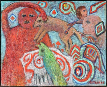 Florence Putterman (American, 1927-2021) Mucho Moki II, Sand and Acrylic on Board Painting