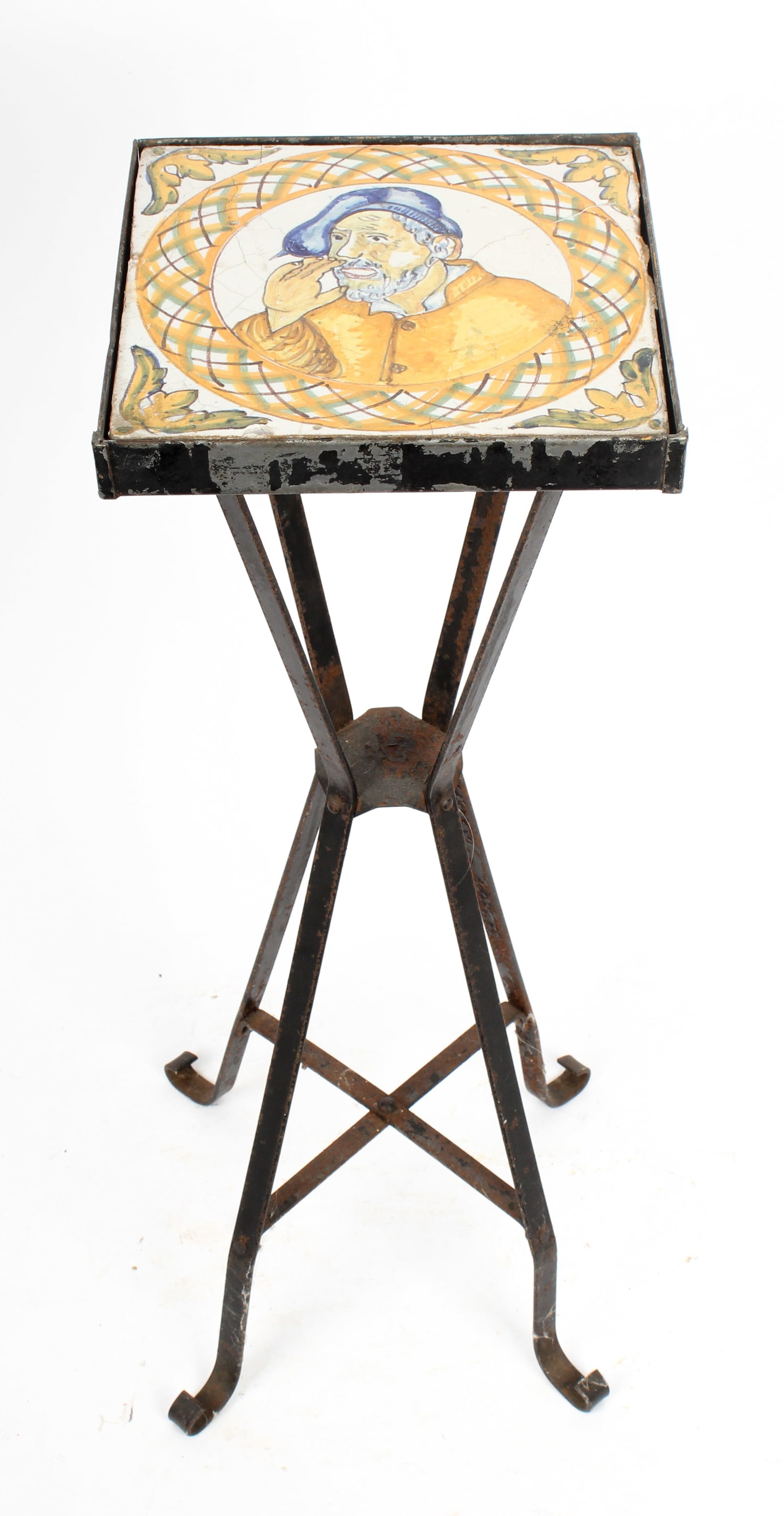 Antique Spanish Majolica Tile Top Iron Table (1 of 8)