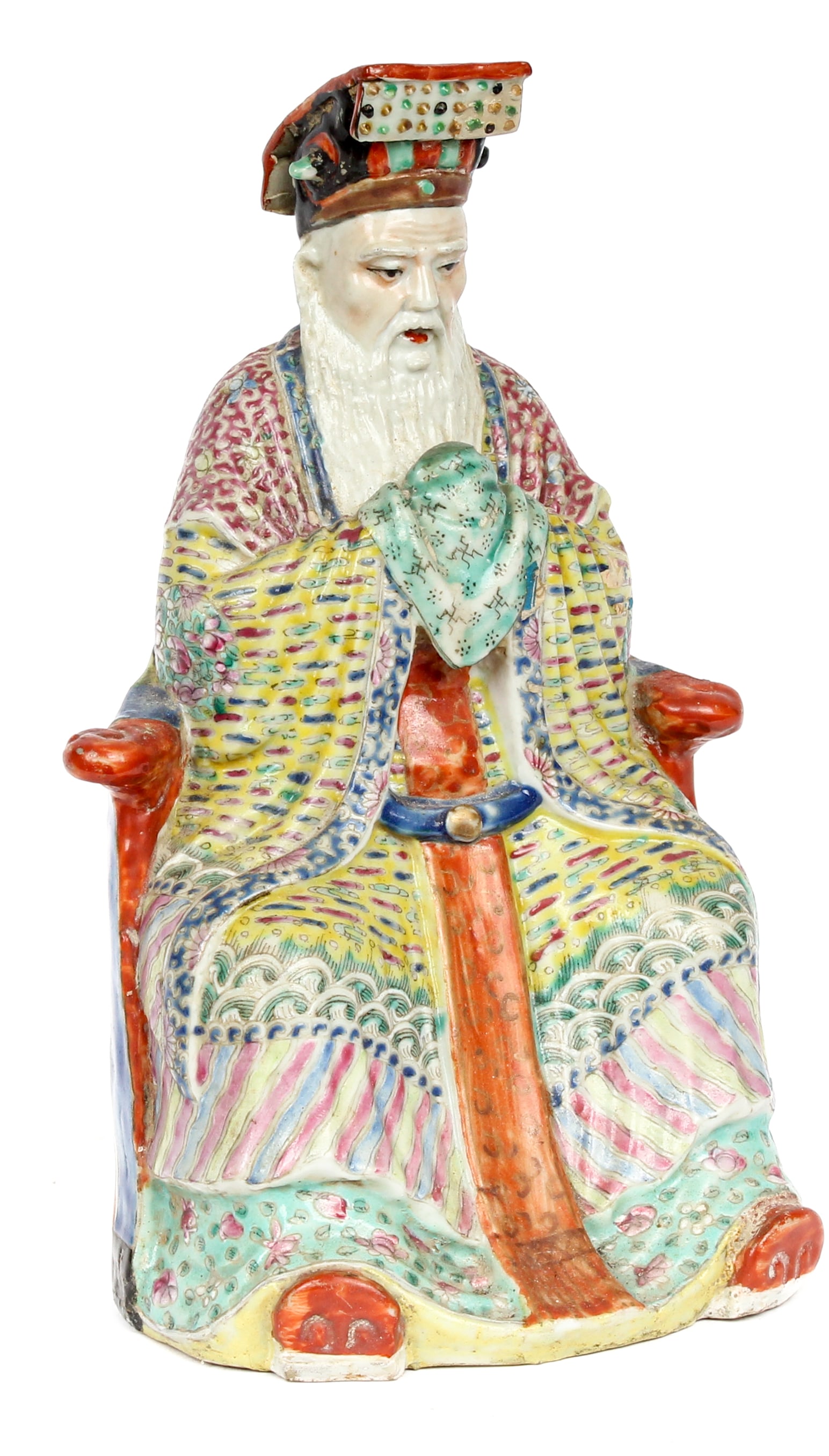 Chinese Republic Period Porcelain Figurine of Seated Deity (1 of 7)
