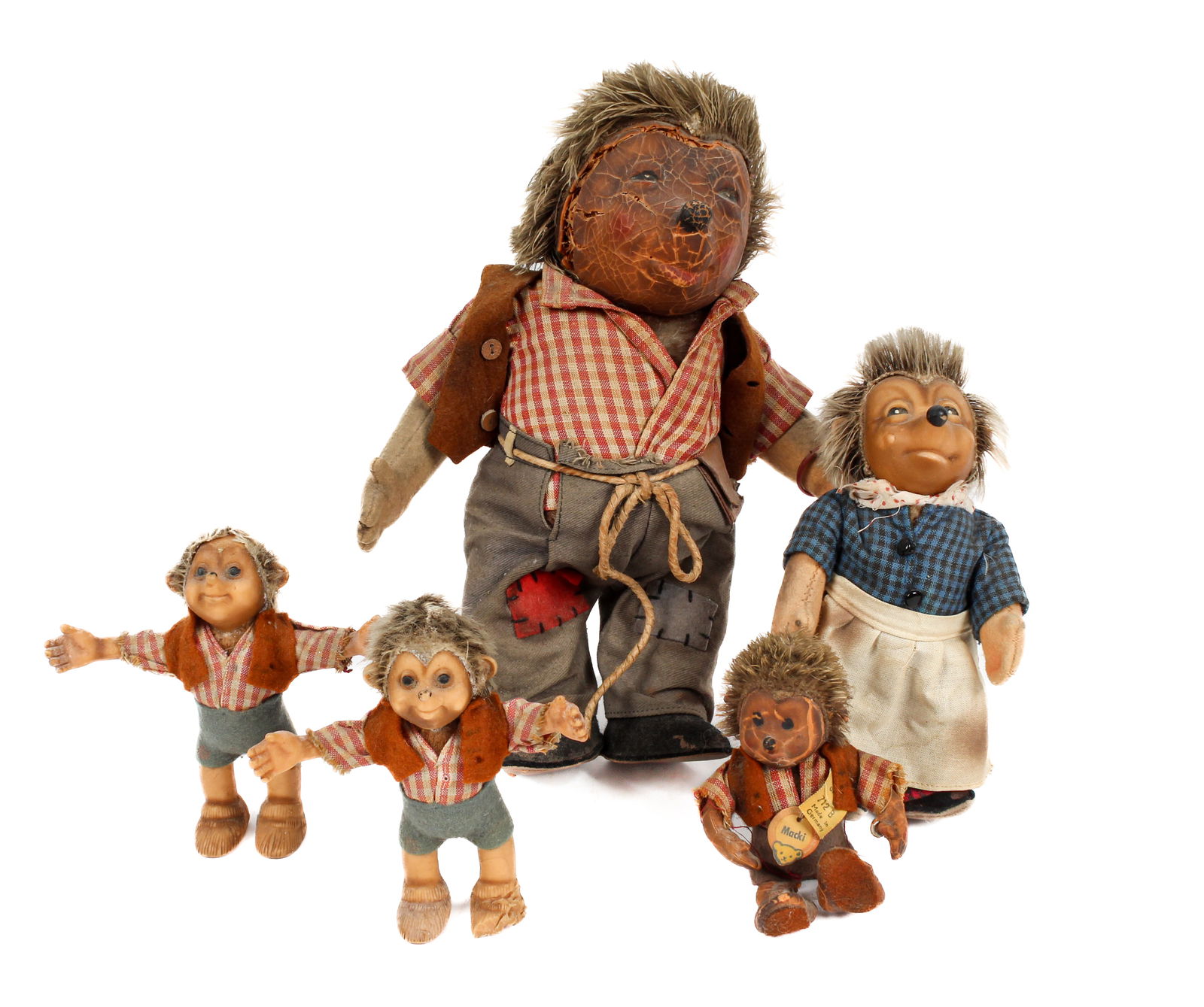 Five Vintage German Steiff Mecki/Macki/Micki Hedgehog Dolls (1 of 9)