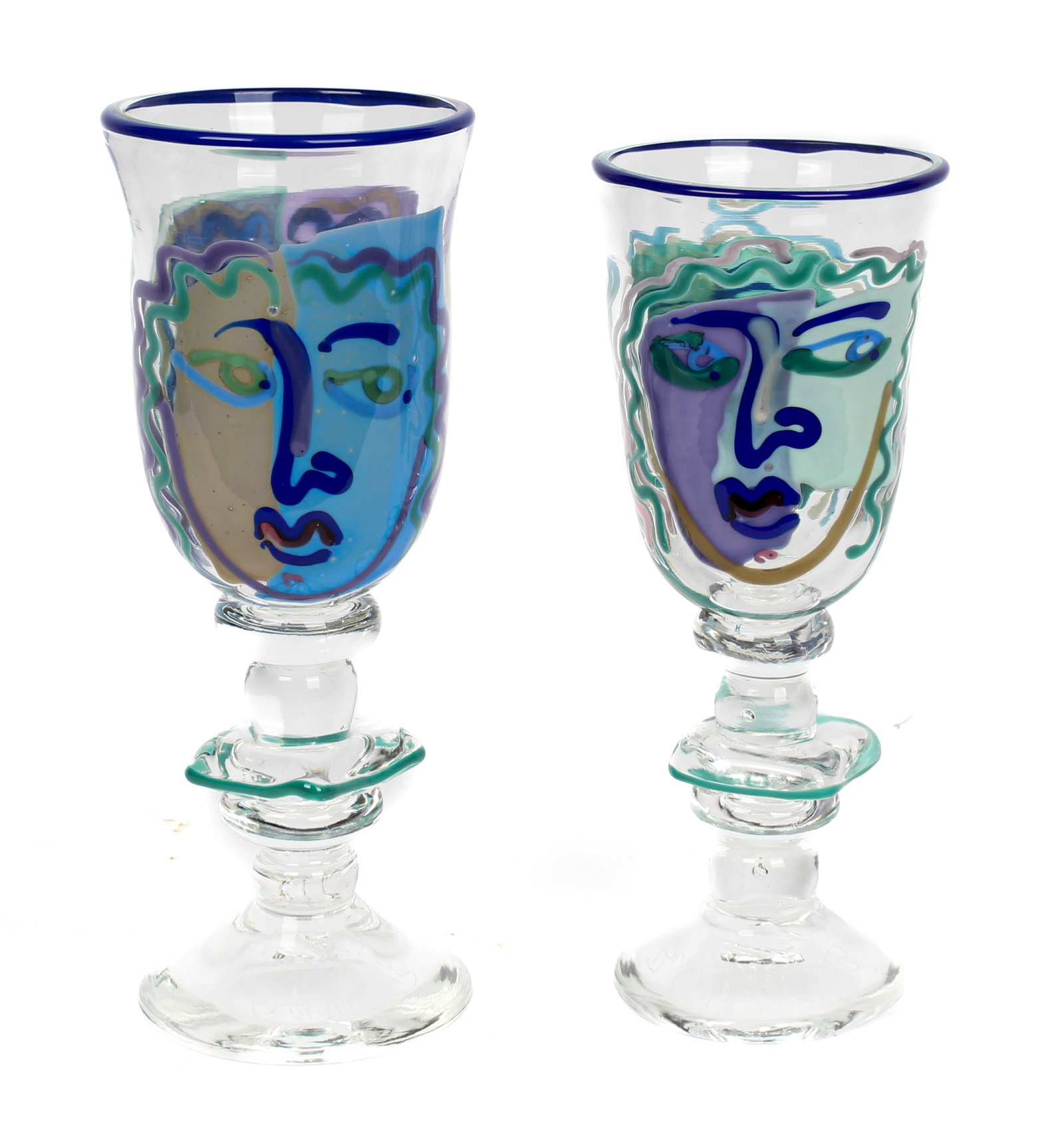 Katherine and William Bernstein Art Glass Face Goblets (1 of 7)