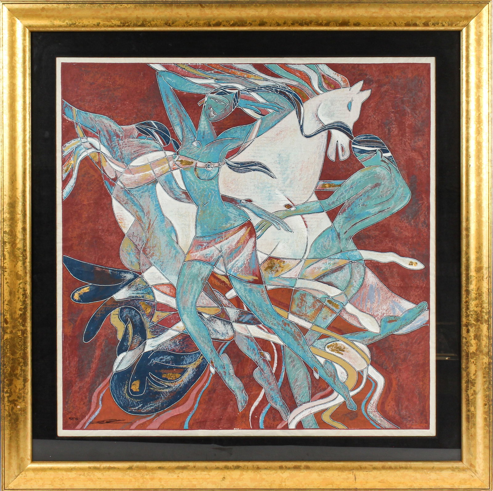 Yamin Young (Chinese, B. 1959) Flame, Screenprint and Gold Foil on Rice Paper (1 of 6)