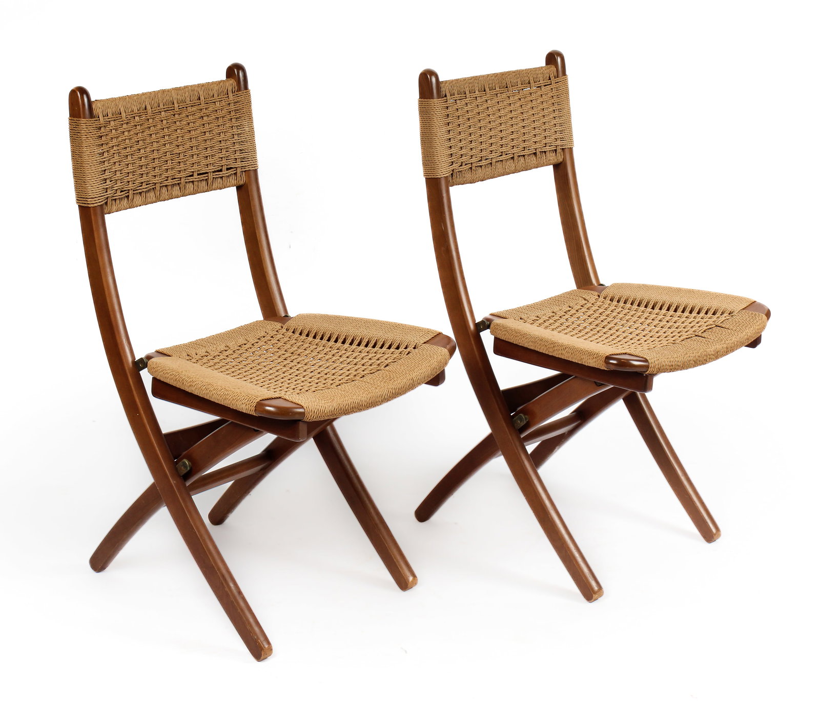 Pair of Hans Wegner Style Folding Chairs (1 of 7)