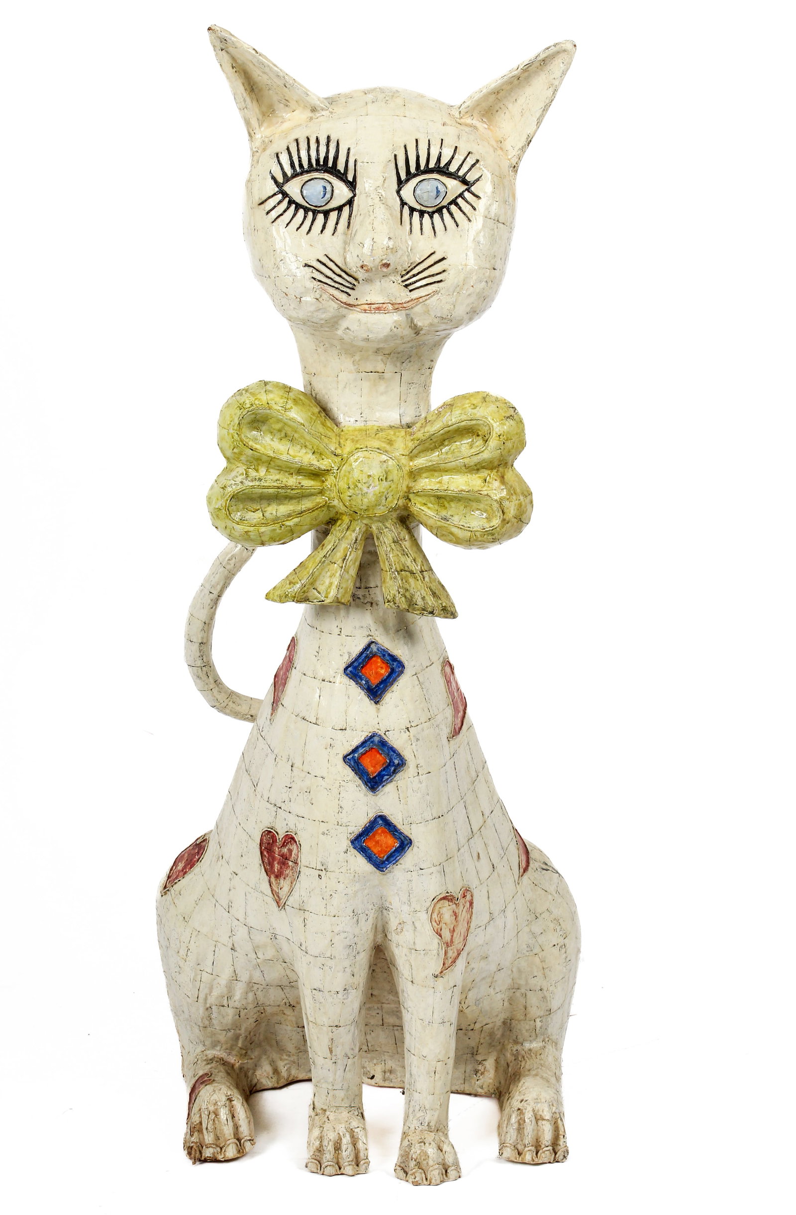 Jeanne Valentine Papier Mache Seated Cat (1 of 6)