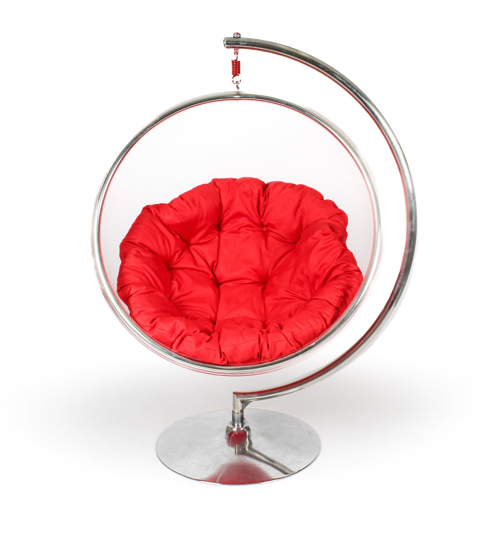 Acrylic and Chrome Hanging Bubble Chair with Stand in the Style of Eero Aarnio (1 of 7)