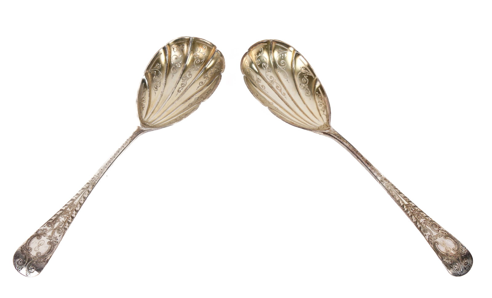 James Deakin & Sons Bright Cut Sterling Silver Spoons: Description: Two Victorian bright cut sterling silver spoons by James Deakin & Sons, Sheffield, England. Markings & Inscriptions: Marked Date: 1882 Maker: James Deakin & Sons Dimensions: The total wei