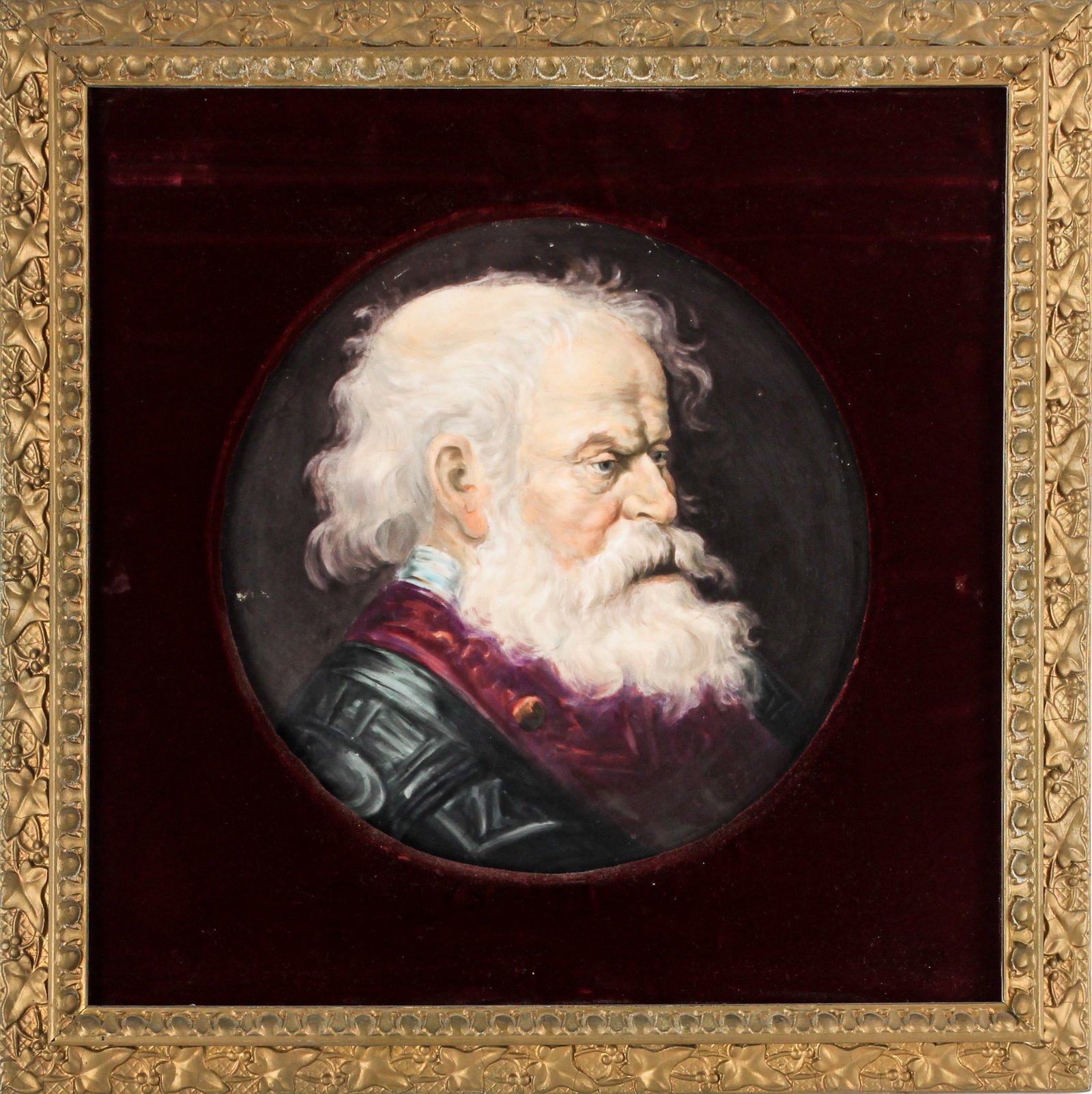 Antique Limoges Hand Painted Portrat Plaque, The Old Bishop, After Koninck: Description: An antique Limoges porcelain plaque featuring a hand painted depiction of a bearded man, after the paining "The Old Bishop" by Salomon Koninck. Markings & Inscriptions: Marked Date: Late 