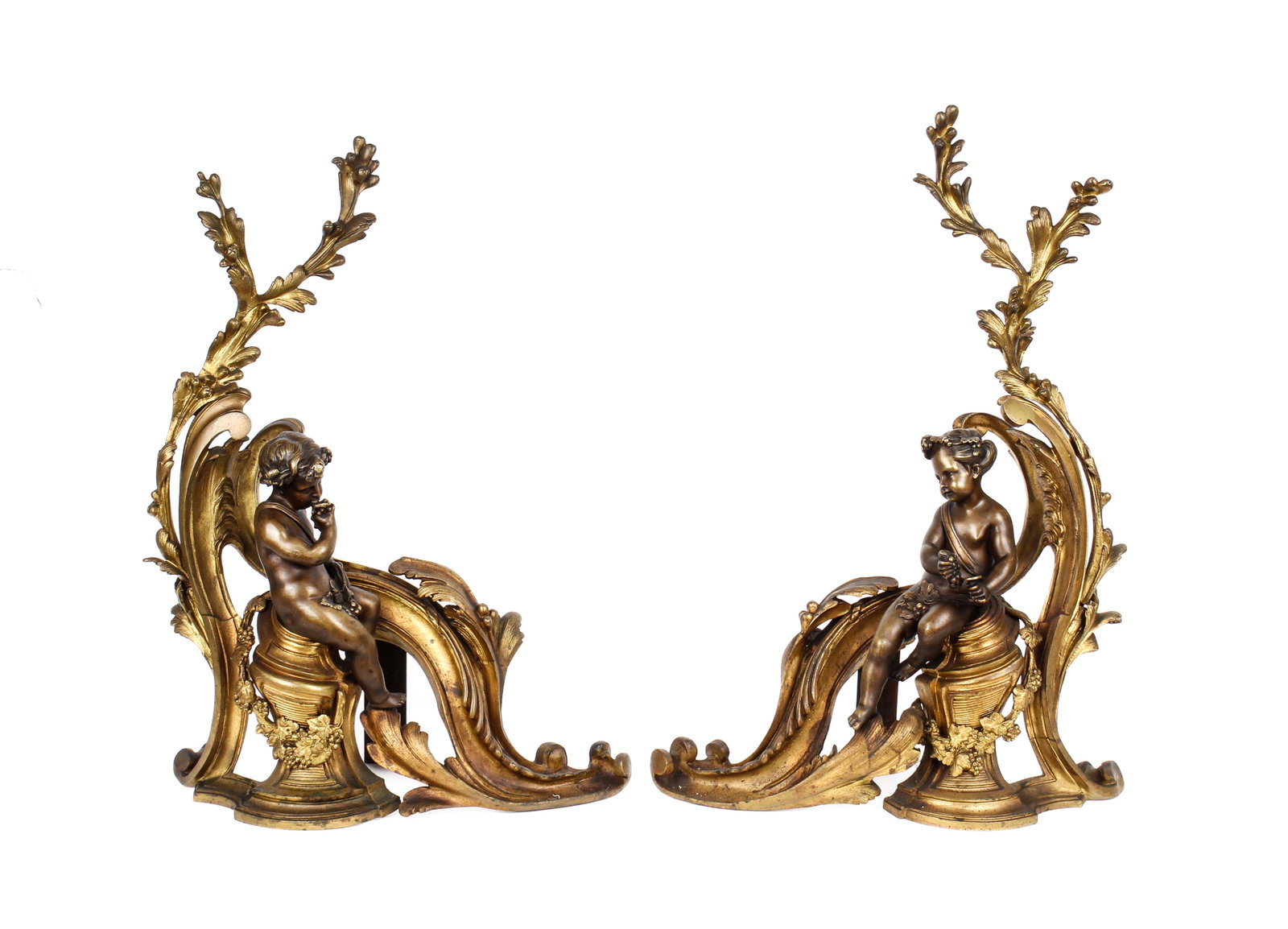 French Louis XV Style Bronze Cherub Chenets (1 of 7)