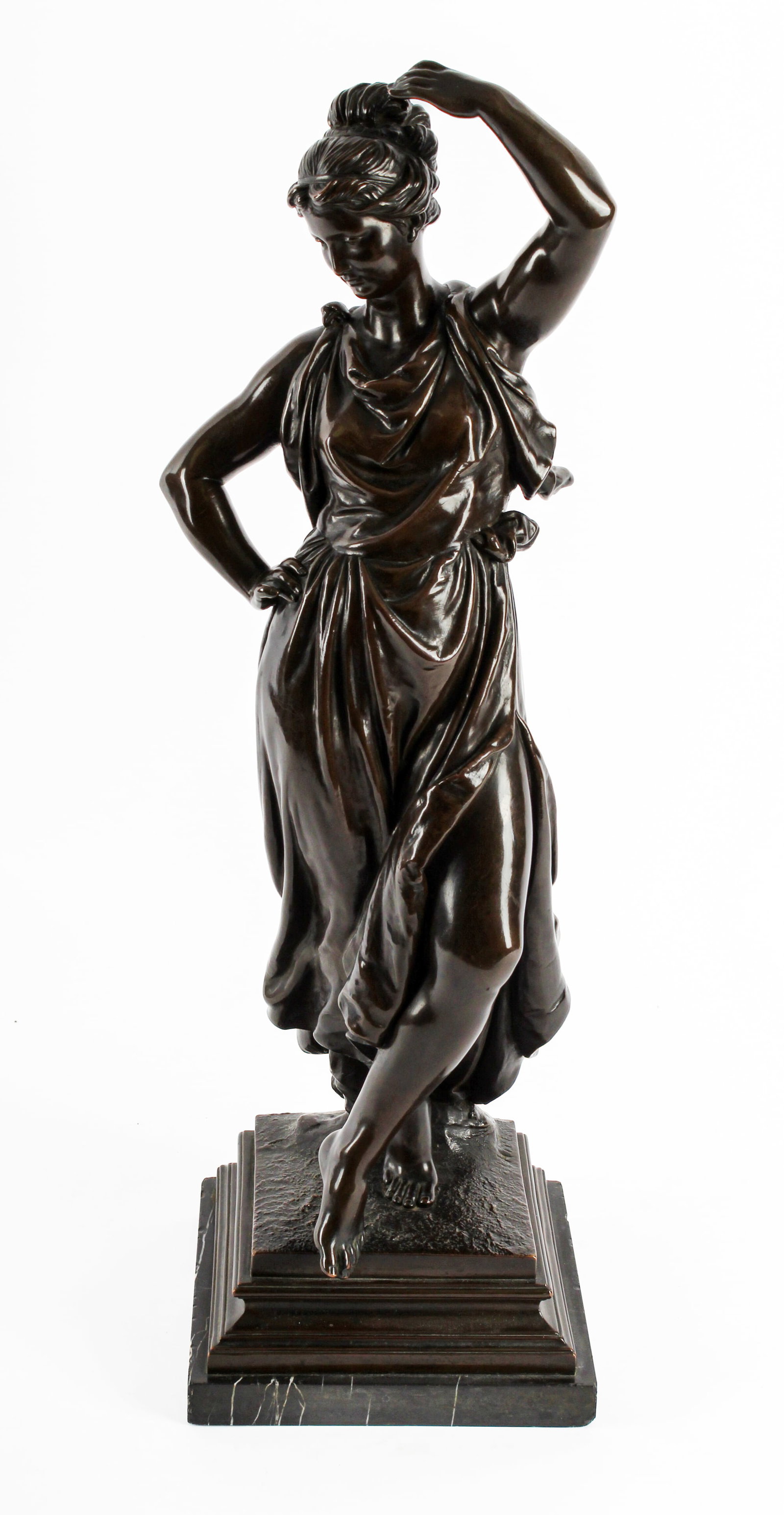 Attributed to Johannes Hirt (German, 1859-1917) Neoclassical Bronze Sculpture, Female Dancer (1 of 16)