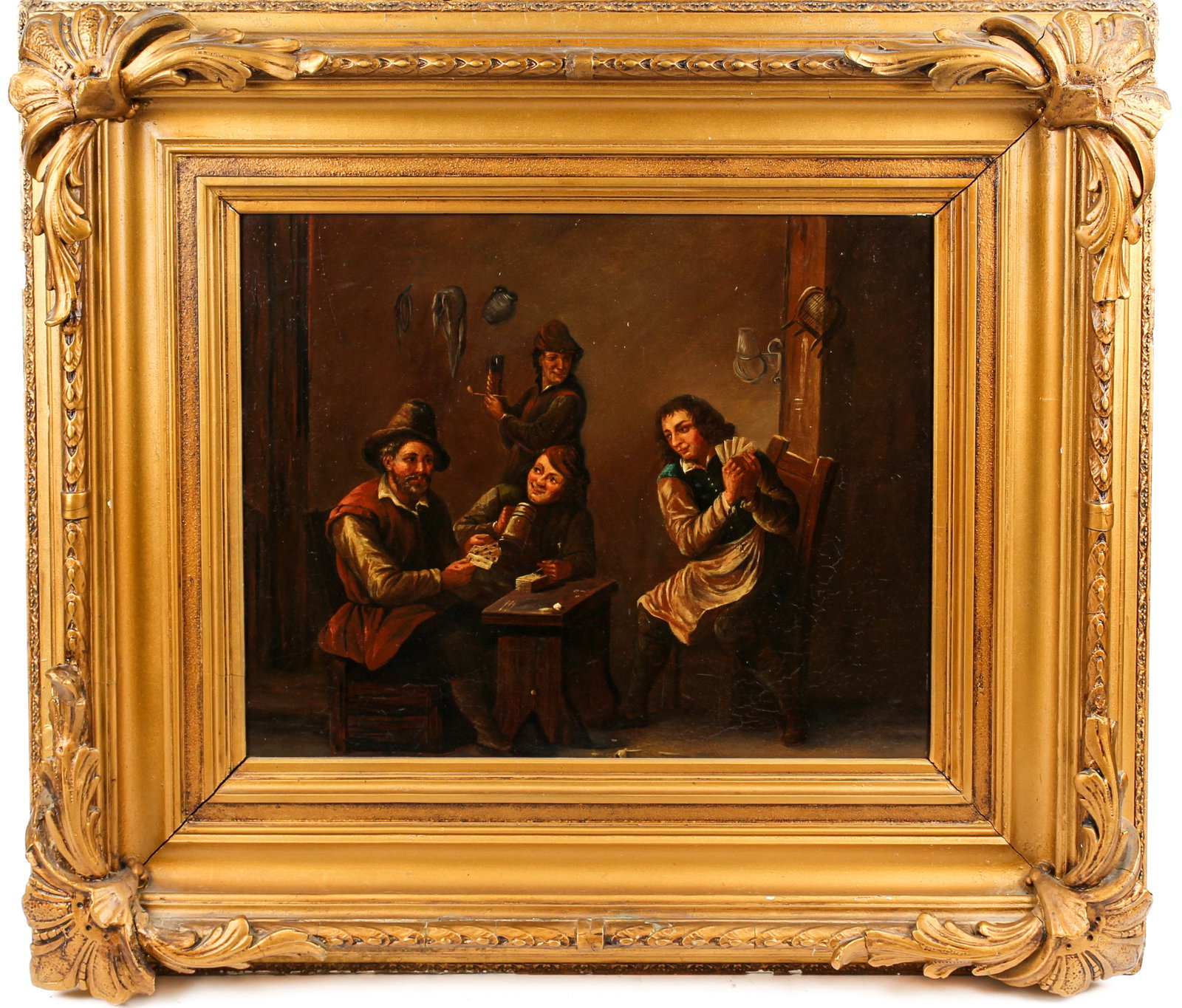 19th Century Dutch School Genre Scene Painting, Card Players (1 of 8)