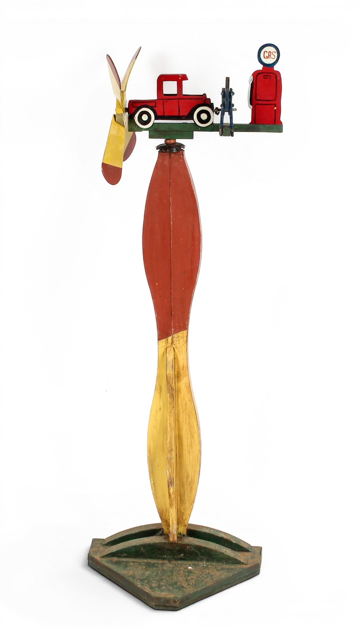 American Folk Art Painted Wooden Kinetic Whirligig on Shaped Stand (1 of 11)