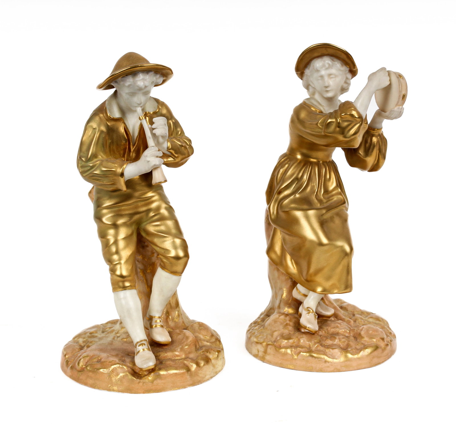 Pair of Royal Worcester Gilt and Porcelain Figurines, James Hadley (1 of 6)