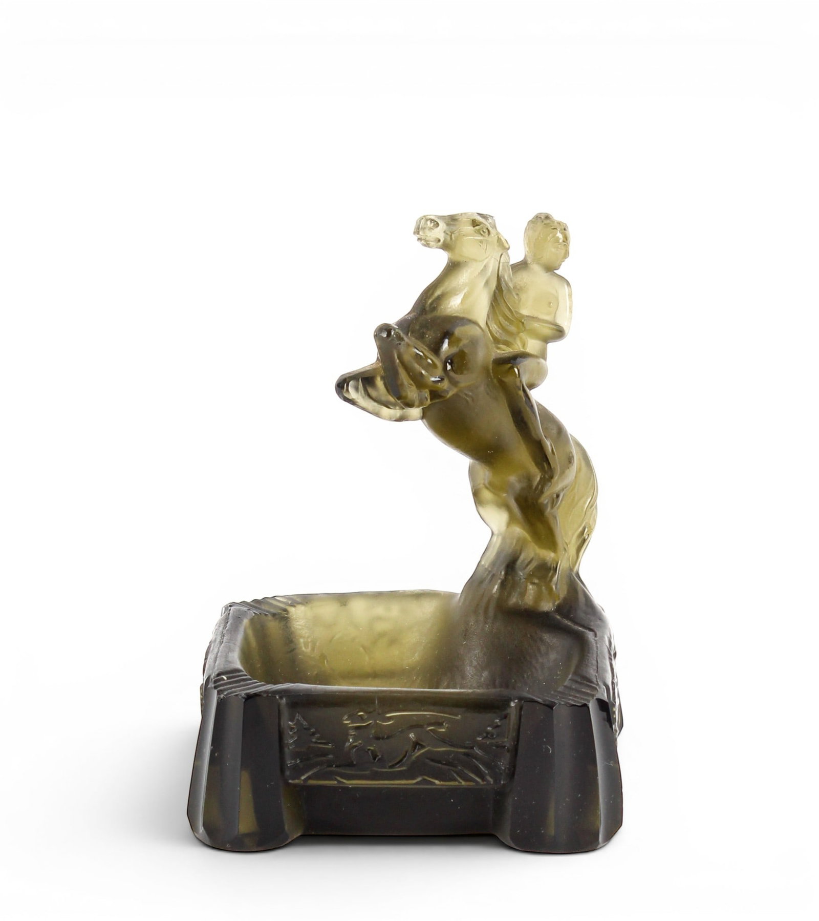Czech Art Deco Ingrid Glass Rearing Horse Ashtray (1 of 9)