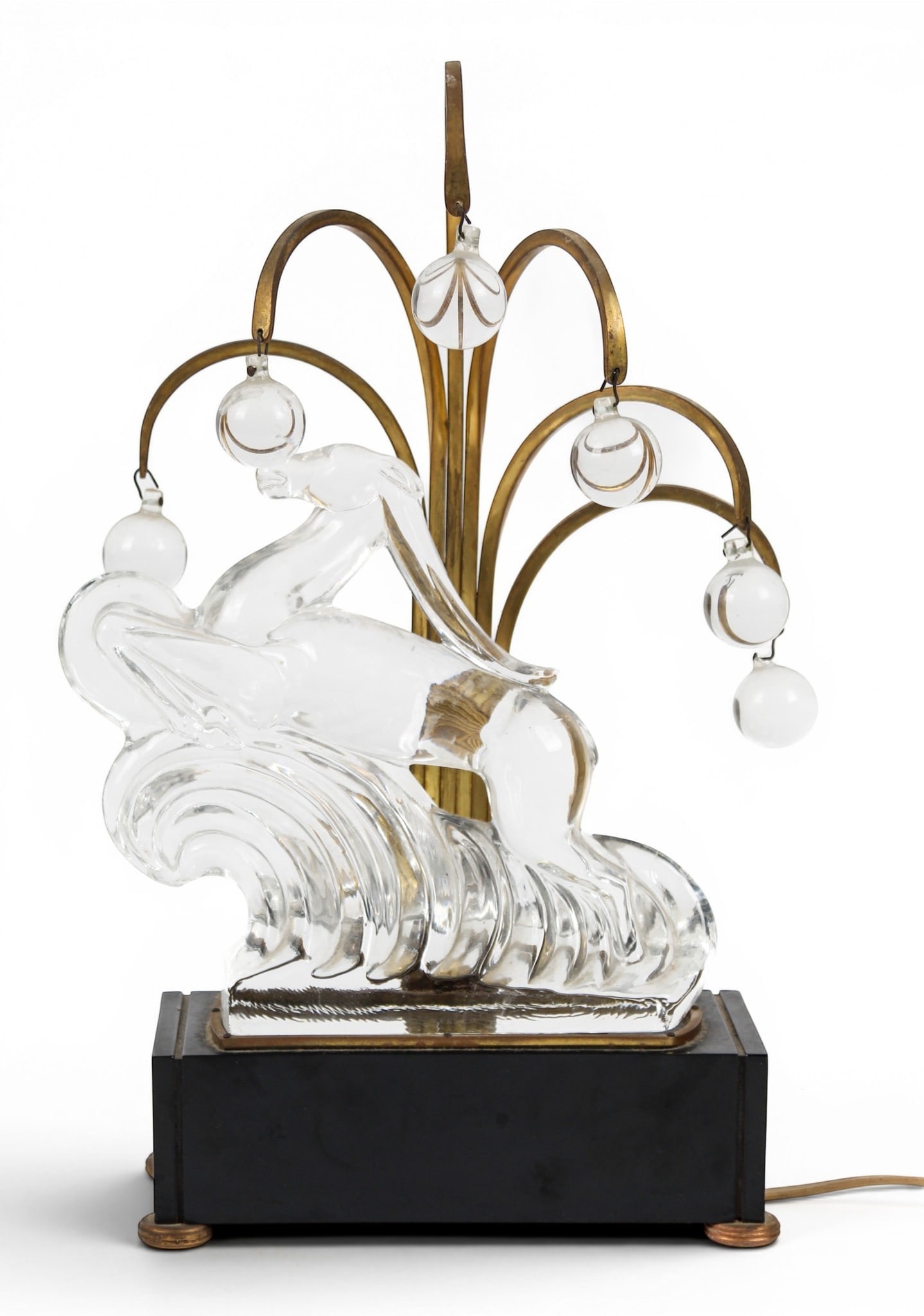 Steuben Art Deco Glass Gazelle Lamp, 1930s (1 of 8)