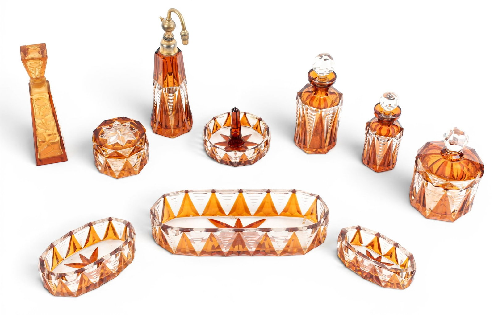 Bohemian Art Deco Cut Glass Dresser Set (1 of 7)